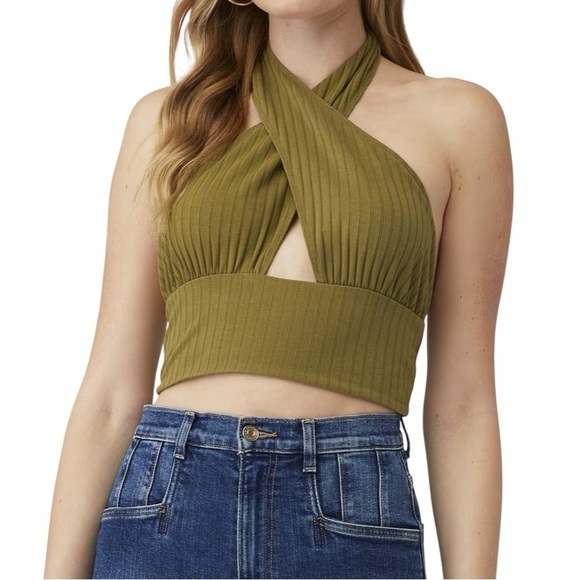 Callahan Knit Green Mimi Halter Tank Size Medium - Picture 1 of 7
